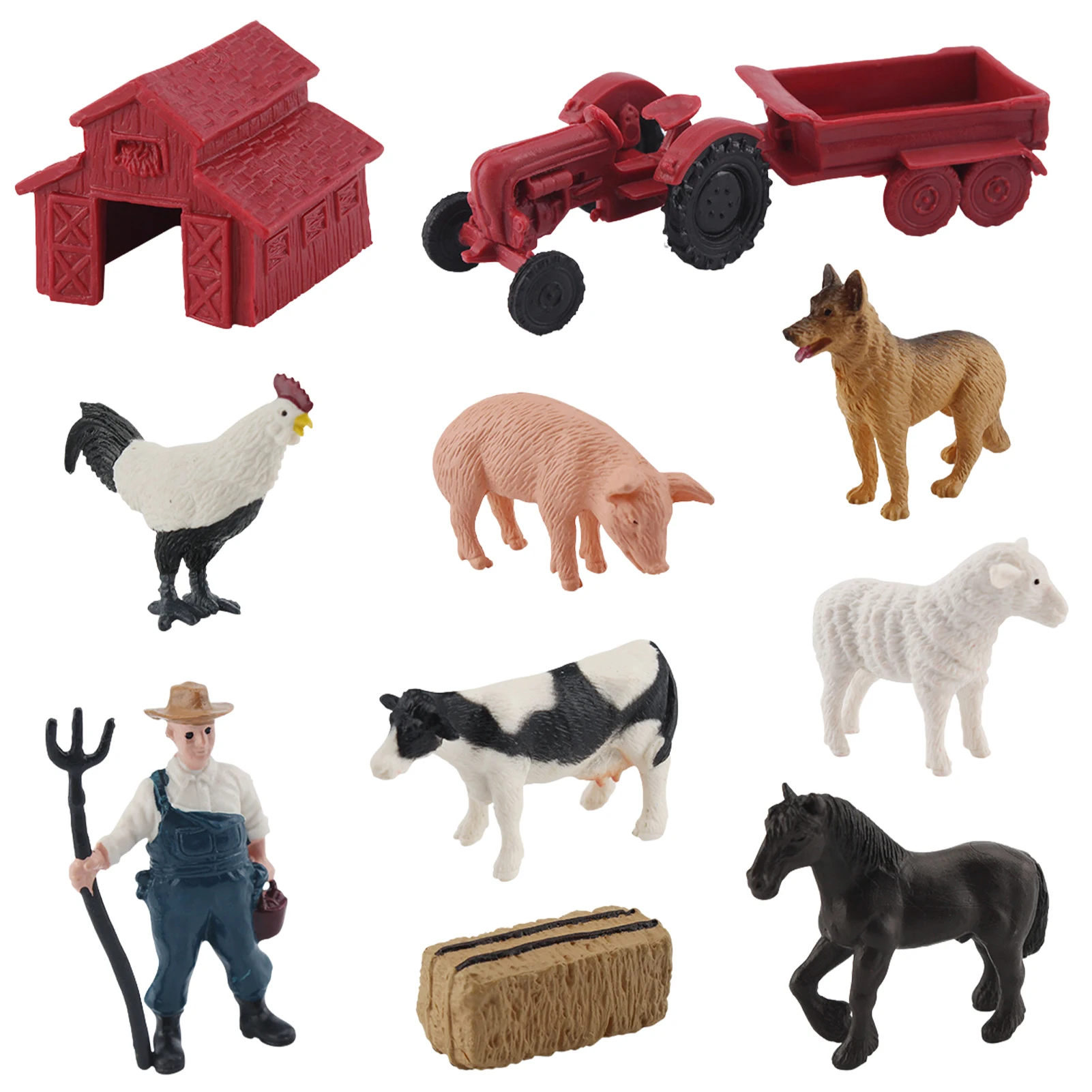 

Farm Toys Playset For Kids 10pcs Farm Animals Figurines Tractor Toys Tractor Chicken Pig Dog Horse Figures Birthday Gift For