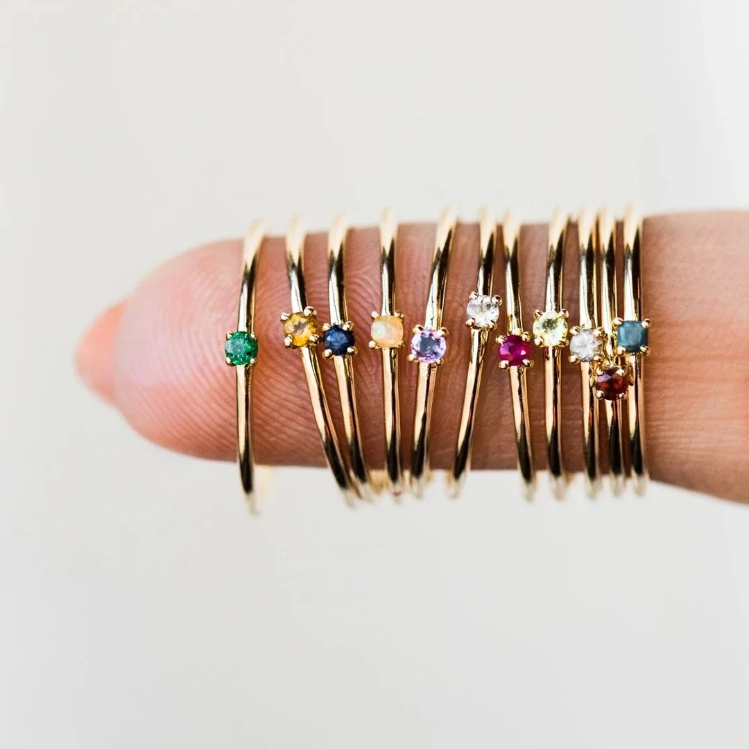 2022 New Fashion Simple Zircon Thin Ring Birthstone Tail Ring for Women Jewelry Accessories Free Shipping Birthday Present