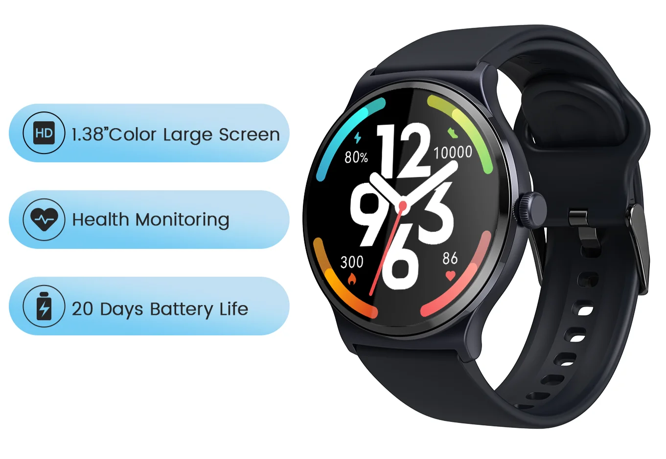 

2023 New Smart Watch 1.38" Display Bluetooth 5.3 100 Watch Faces Heart Rate Monitor 20 Days Endurance Smartwatch