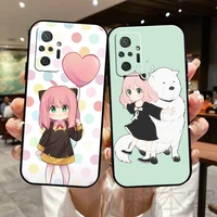 spy%c3%97family anime phone case for xiaomi redmi note 9t 9s 9 pro max 10 10x 10 pro 10t 10s 5g silicone cover coque funda soft
