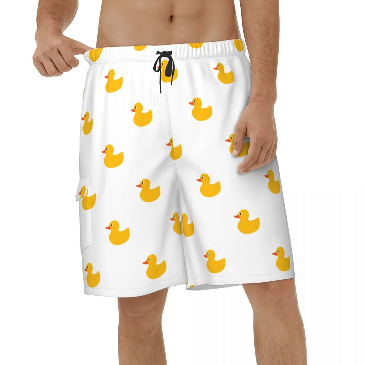 

Cartoon Yellow Duck Pattern Men Beach Shorts Running Swimwear Streetwear Vacation Short Pants Male Breathable Board Shorts
