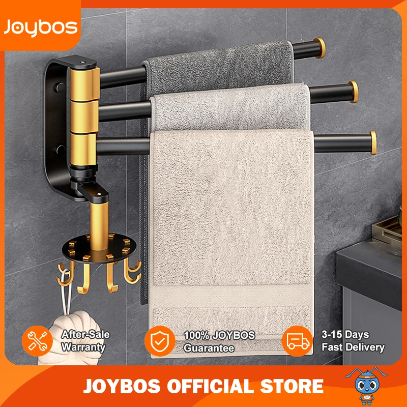 

Joybos Light Luxury Wind Rotating Free Punching Towel Rack Bathroom Hanging Bath Towel Rack Bathroom Toilet Space Aluminum Rack