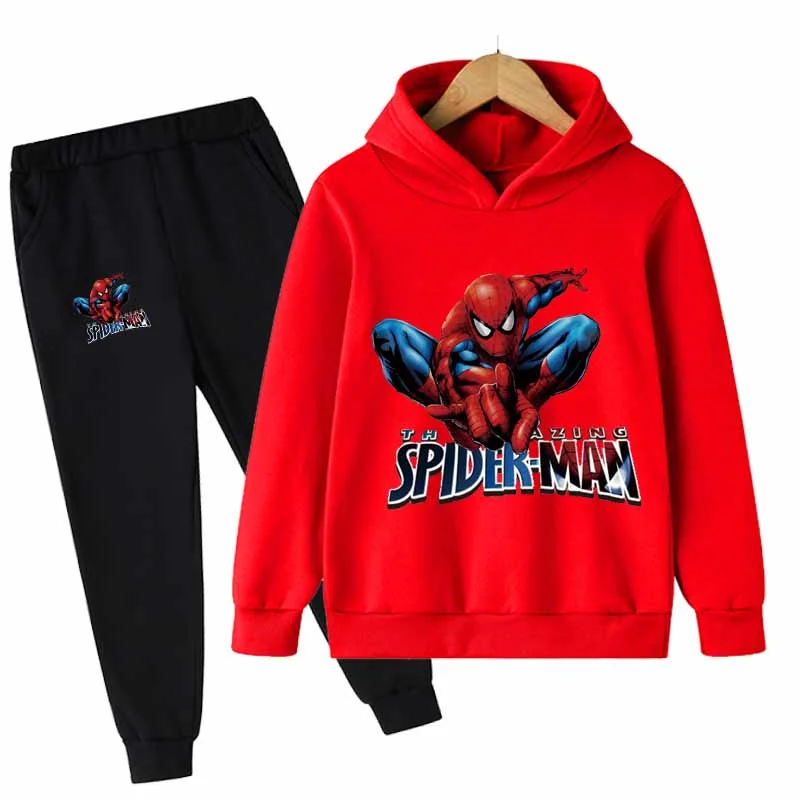 

Winter Autumn Marvel Spiderman Children Boys Hooded Sweatshirts Clothes For Kids Plus Pullovers Tops Teen Boys Hoodie Set