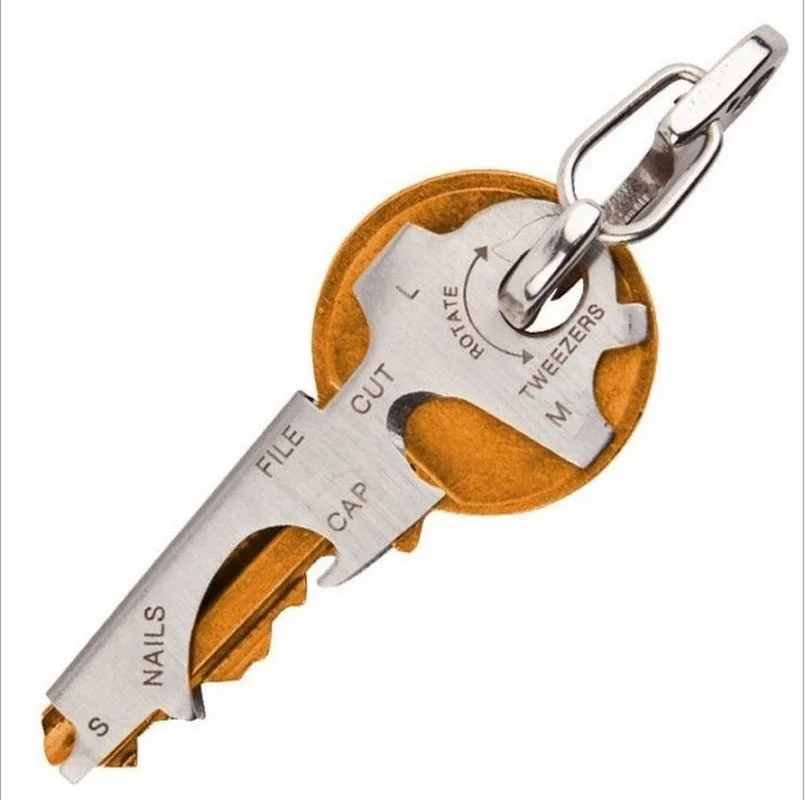 

8 In 1 Outdoor Survival Gear Gadget Stainless Steel Keychain