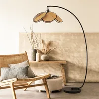 Japanese Style Floor Lamp Modern Rattan Marble Floor Lamps For Living Room Bedroom Study Decor Lighting Home E27 Standing Lamp