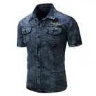 Новая модная брендовая мужская рубашка большого размера, джинсовая рубашка с короткими рукавами, мужское Повседневное платье с длинным рукавом, мужские джинсовые однотонные рубашки, мужские