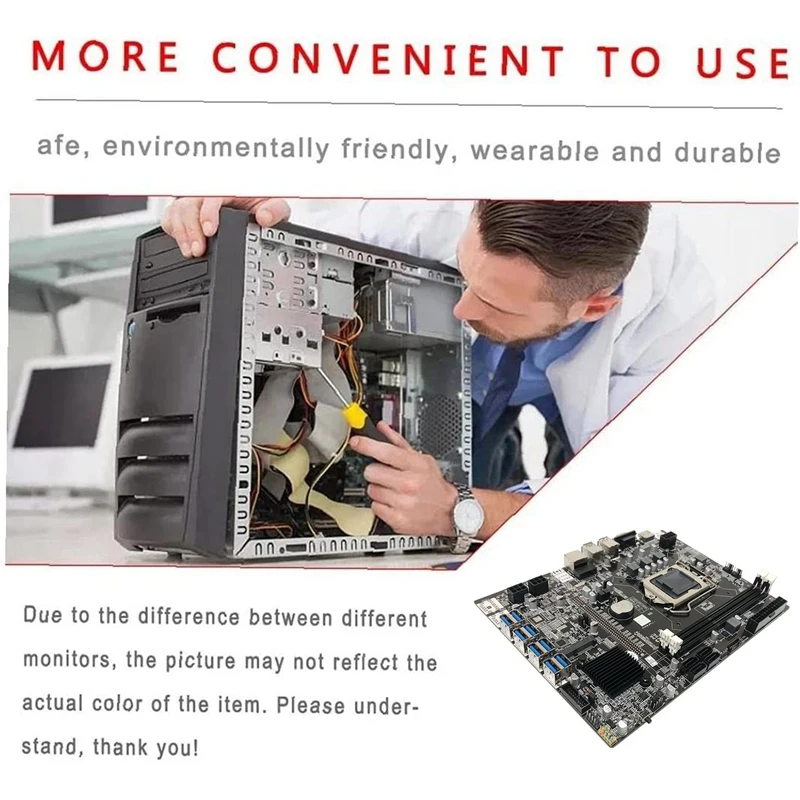 Материнская плата B75 ETH для майнинга 12 PCIE 8 к USB с процессором G1620 LGA1155 MSATA Поддержка 2