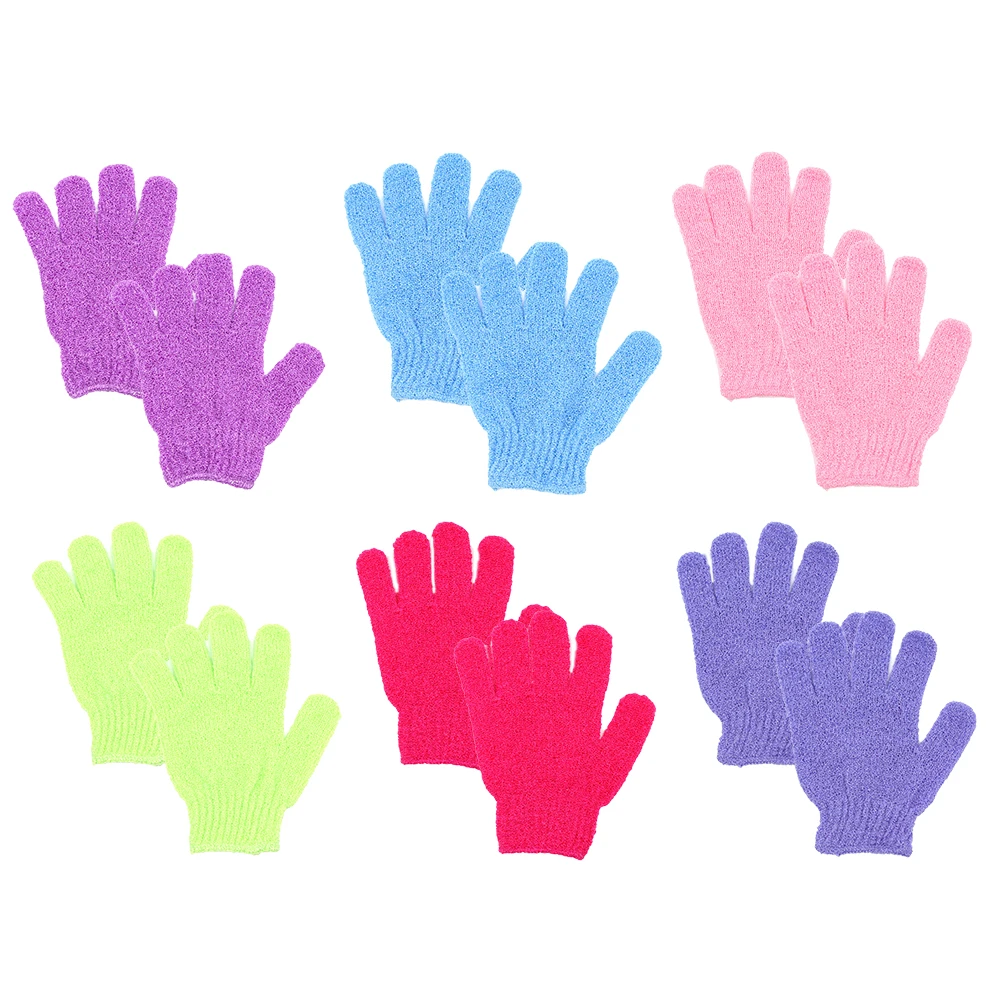 

6pairs Dead Skin Remover Bathroom Accessories For Shower Scrubber Exfoliating Bath Gloves 5 Fingers Spa Massage Universal Travel