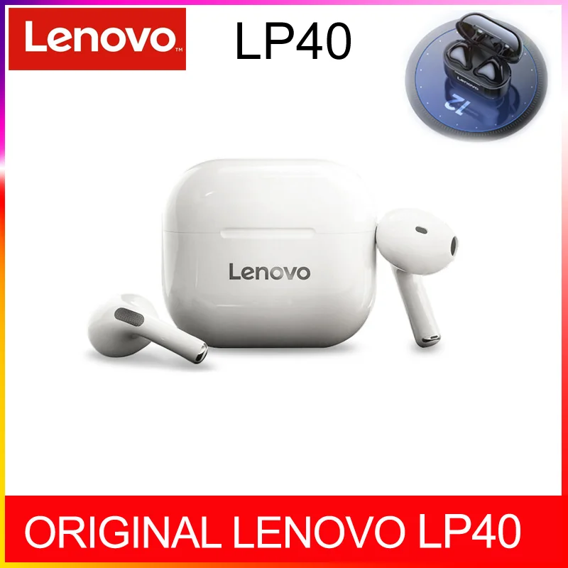 

Original Lenovo LP40 TWS Wireless Earphone Bluetooth 5.0 Dual Stereo Noise Reduction Bass Touch Control Long Standby 230mAH