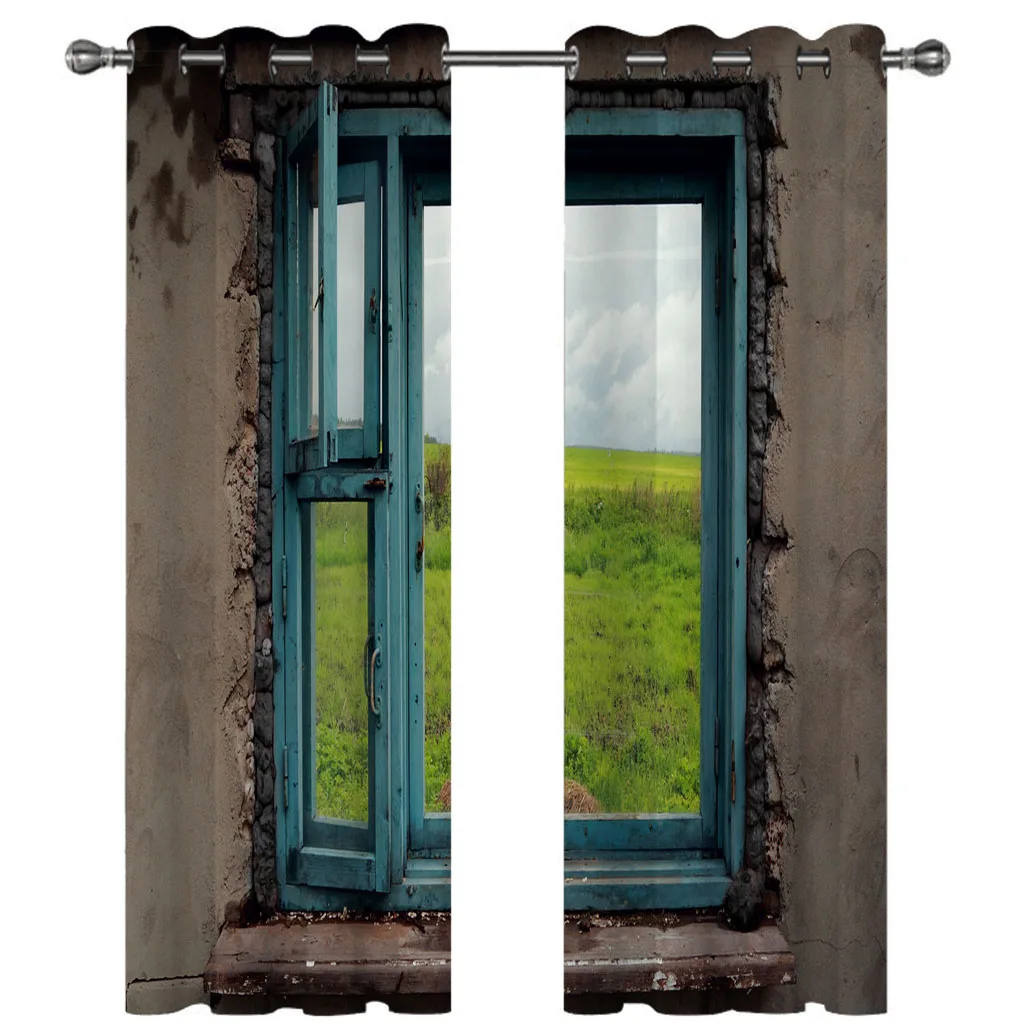 Customized Curtain Window Living Room Vintage Shabby Blue Windows Luxury Curtains In The Kids Bedroom Hall Treatments Kitchen D