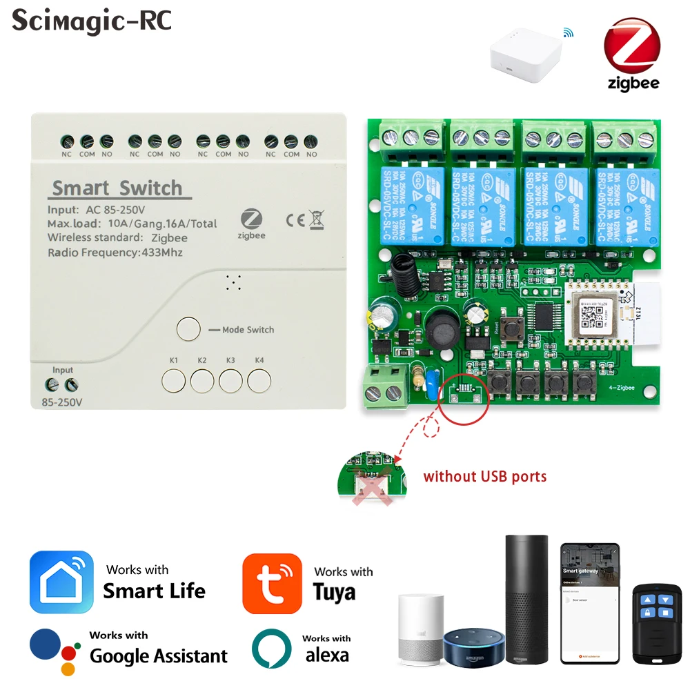 

Scimagic-RC Zigbee 4-канальный интеллектуальный переключатель