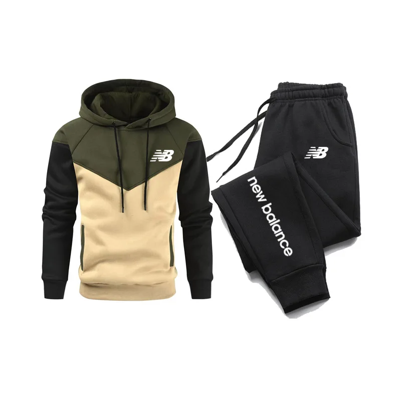 

Men's Hoodie Sweatshirt+Sweatpants Tracksuit Sport Suits Male Fashion Print 2 Pieces Set Sportswear Streetwear