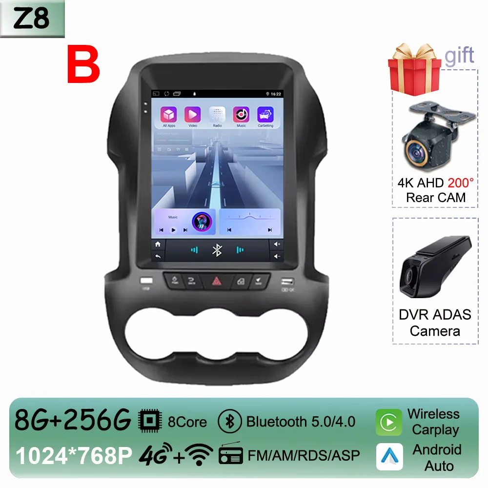 

9,7-дюймовый сенсорный QLED-экран Android 14 для Ford Ranger 2012-2015 Автомагнитола Авто Стерео Видео Carplay GPS-навигация WIFI