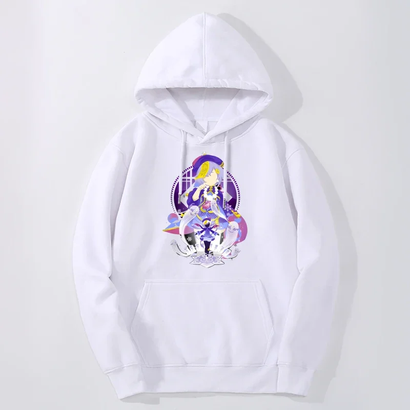 Новые толстовки Genshin Impact Qiqi с графическим принтом и длинными рукавами мужские
