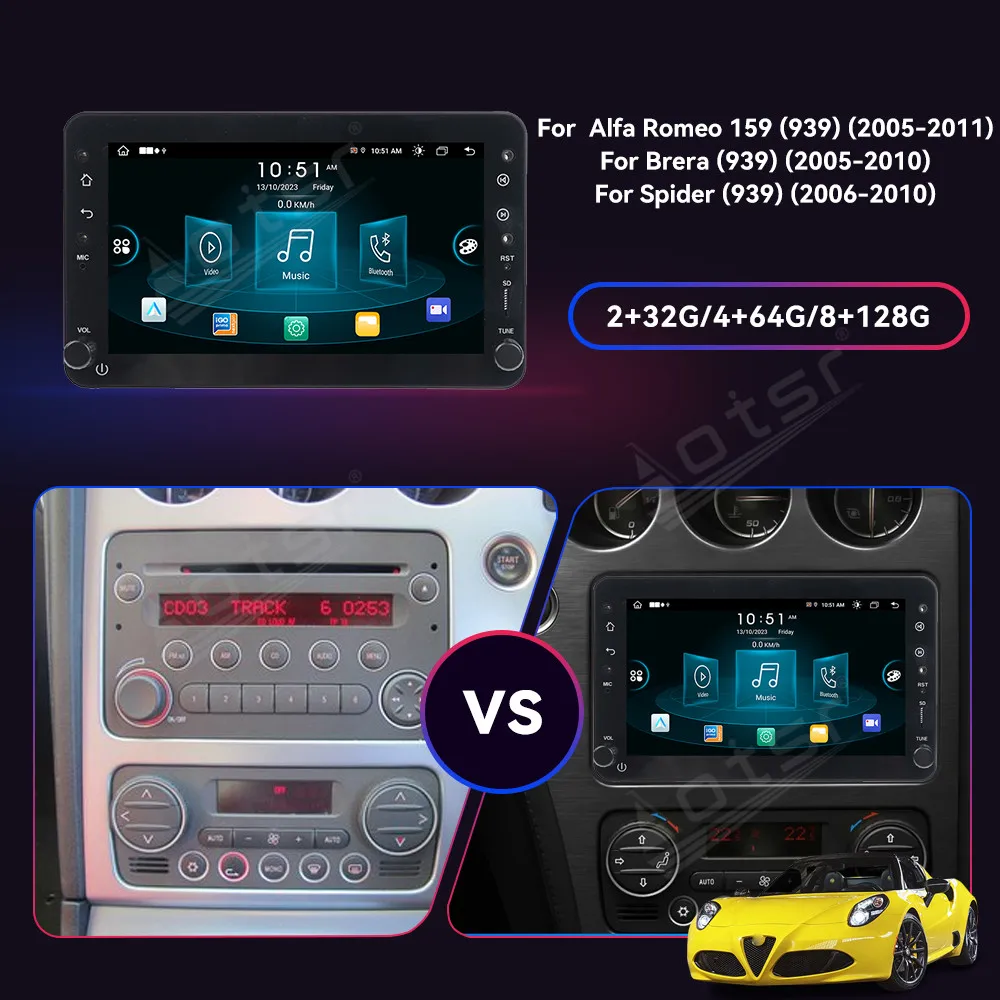 7-дюймовый навигационный 8-ядерный процессор для Alpha Romeo 2005-2011 автомобильный