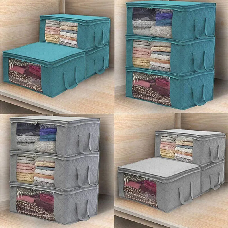 

Non-Woven Foldable Storage Box Portable Clothes Organizer Tidy Pouch Suitcase Home Storage Box Quilt Storage Container Bag