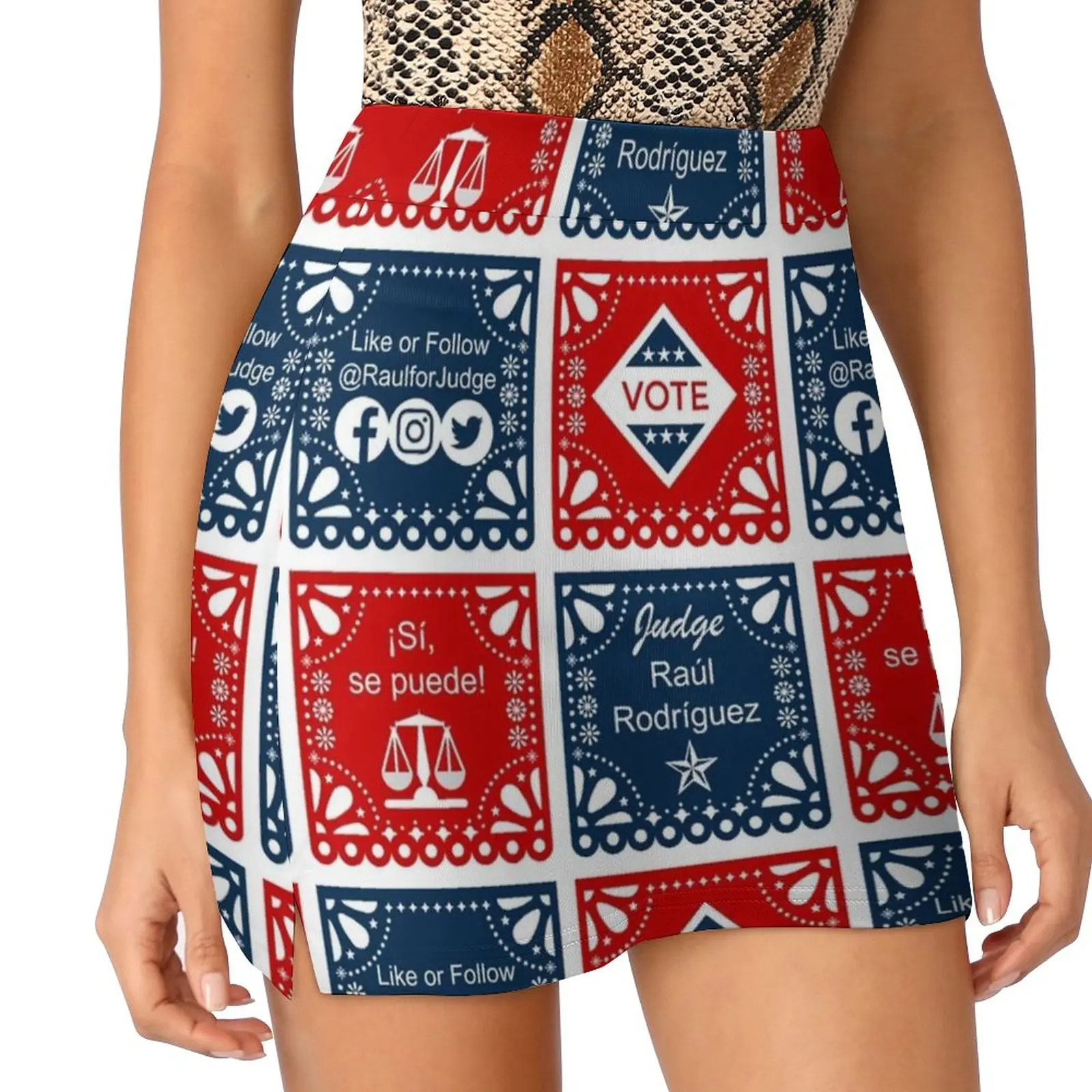 Papel Picado Женская юбка с карманом Винтажная принтом Юбки трапециевидной формы