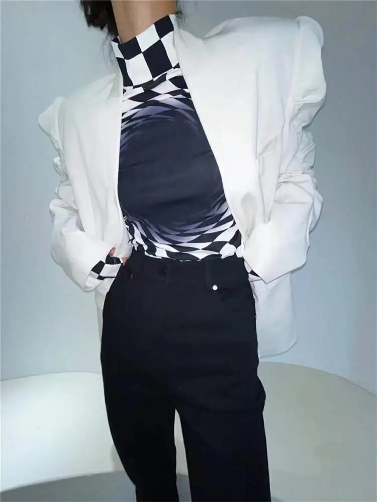 Женская клетчатая водолазка Shestyle базовая футболка в шахматную клетку с высоким