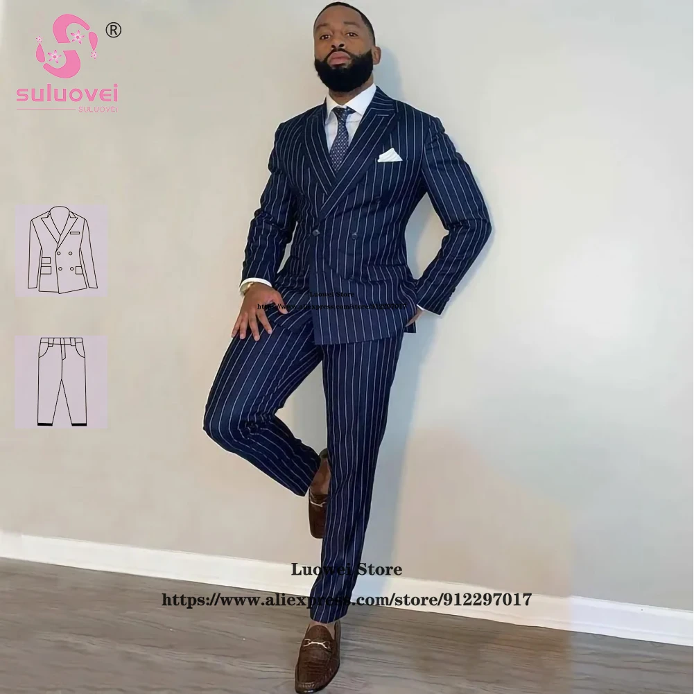 Рисунок 2 - Модные Полосатые облегающие костюмы для мужчин
