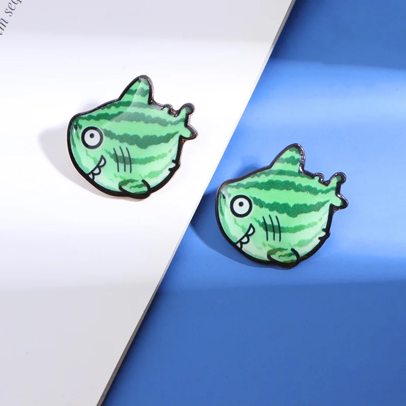 

Watermelon Shark Brooch Lapel Button Pin Accessories Temperament Fashion All-match Brooch Jewelry Clothes Bag Fashion Decoration