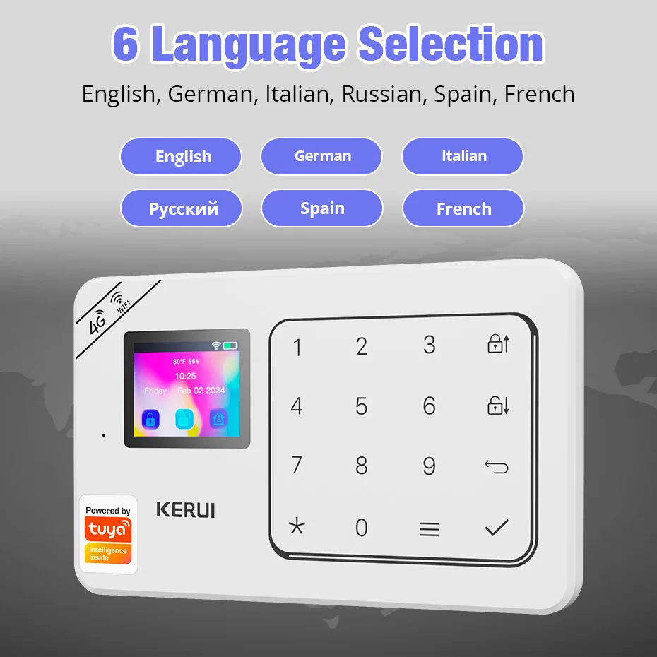 Фото KERUI WiFi GSM комплект противоугонной сигнализации для дома, беспроводная охранная сигнализация Tuya Smart Life App, защита безопасности Alexa W181 №2