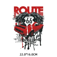 route 66 iron on transfers for clothing thermoadhesive patches stickers on clothes mens t shirts applique hippie punk car patch