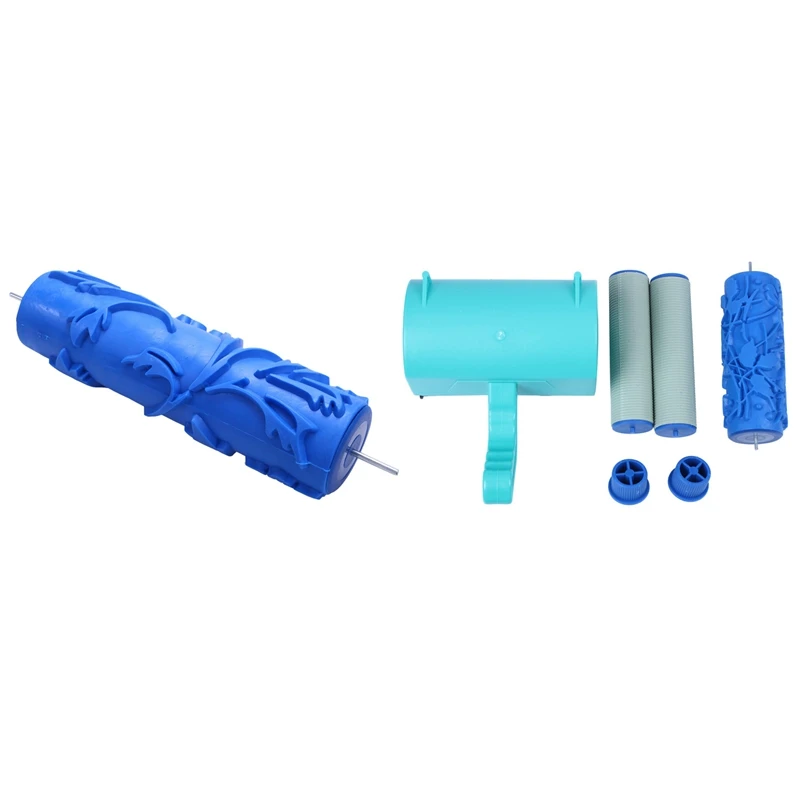 

1 Set 5 Inch Monochrome Wall Decoration Paint Coating Machine Roller Brush Tool & 1 Pcs 7Inch 3D Rubber Painting Roller
