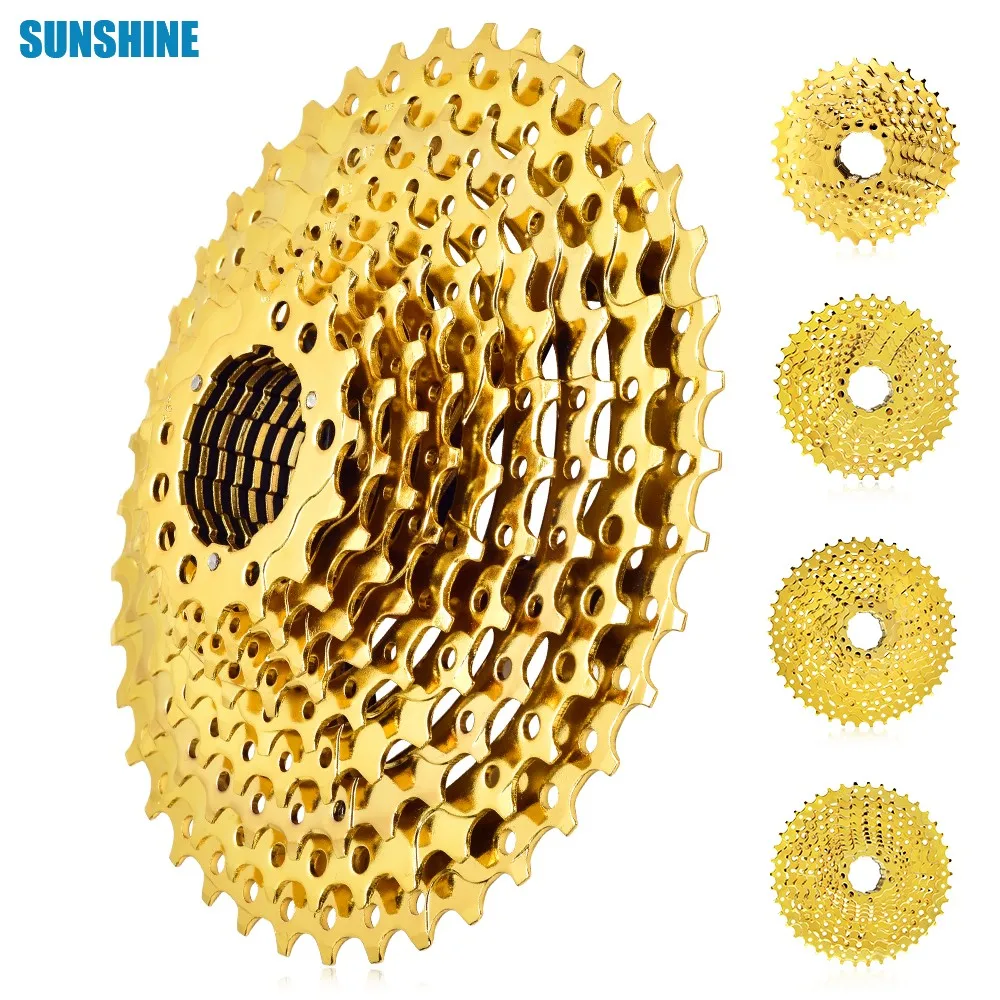 

SUNSHINE 9/10/11/12 Speed Road Bike Freewheel 11-32/50T Cassette Sprocket Gold Bicycle Cassette Freewheel MTB Sprocket