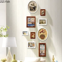 9 Pcs/set Simple Wood Photo Frame Living Room Decoration Wall Hanging Oil Painting Picture Wood Picture Frames Room Aesthetics