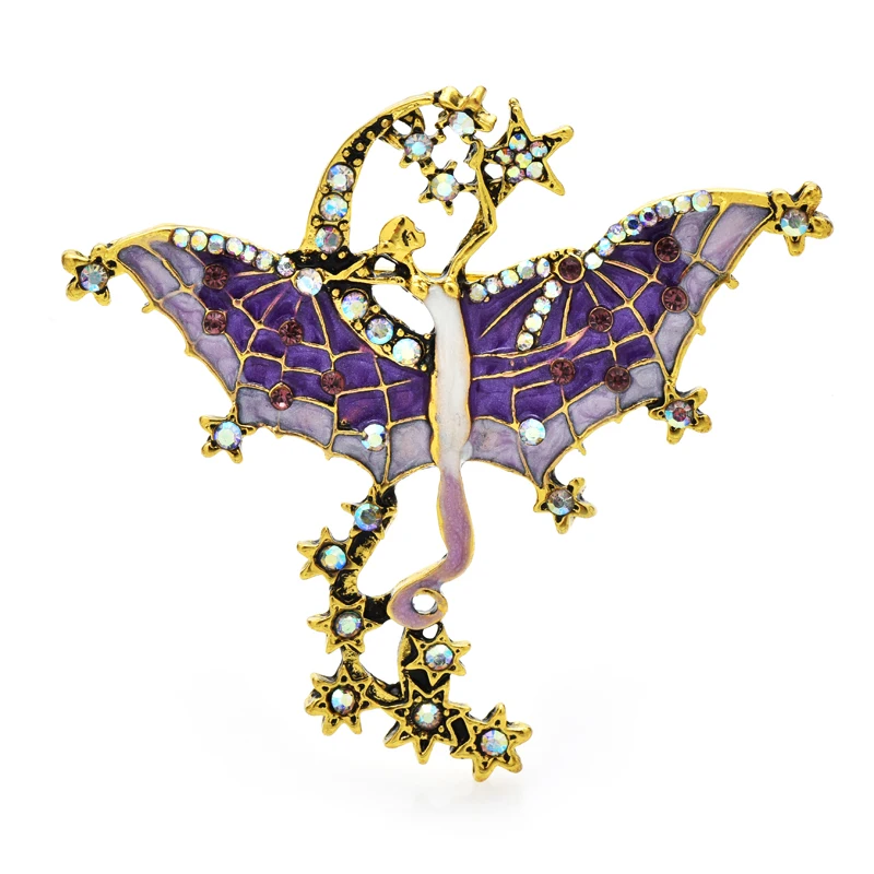 

Wuli&baby Enamel Dragon Lady Brooches For Women Men Rhinestone Angel Casual Party Brooch Pin Gifts