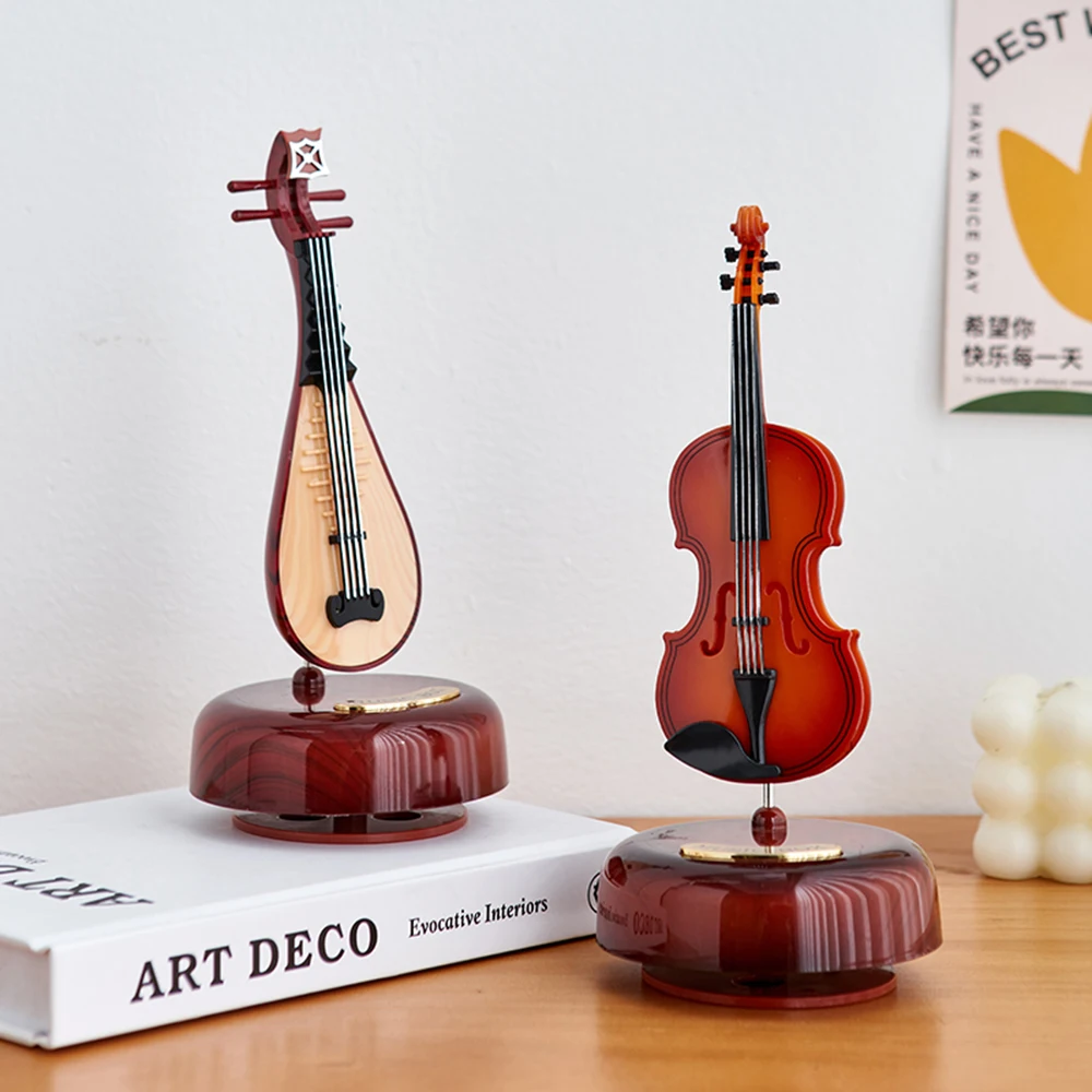 

New Classical Music Box Sculpture Home Decor Figurines for Interior Unique Living Room Decoration Desk Accosseries Crafts