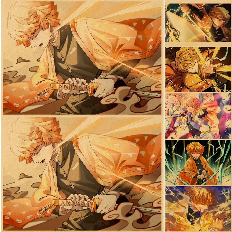 

Demon Slayer Zenitsu Agatsuma Wall posters art print cuadros decor anime bedroom art print affiche murale Wall posters bilder