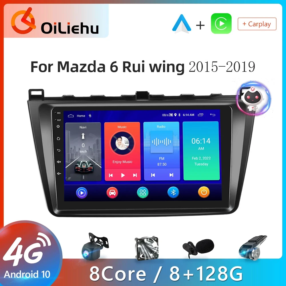 

Oiliehu AI Voice Android Carplay Car Radio For Mazda 6 Rui wing 2015-2019 2din Android Auto 4G Multimedia GPS autoradio DSP