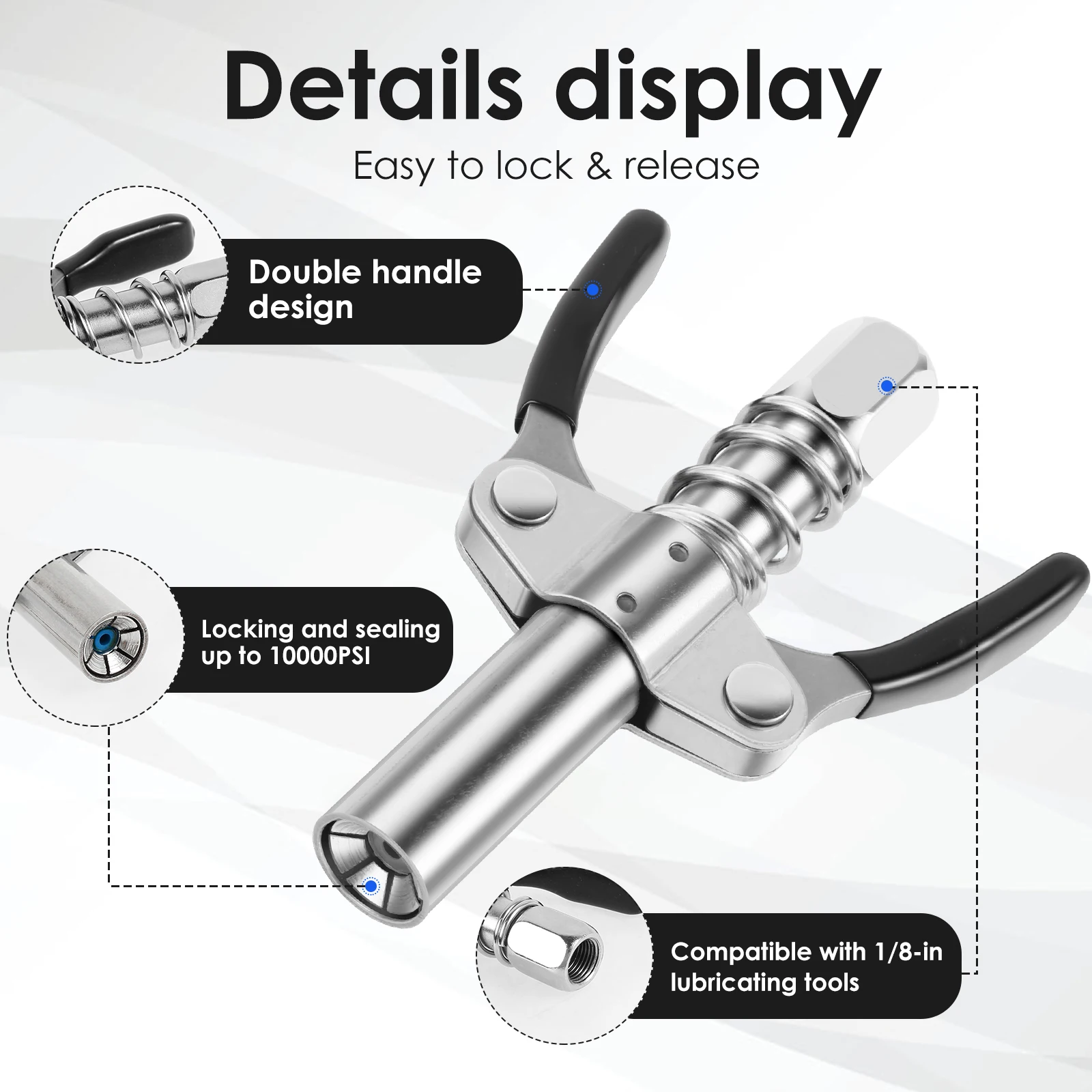 4 шт. 10000PSI муфта для смазочного пистолета NPTI/8 масляный насос быстроразъемная