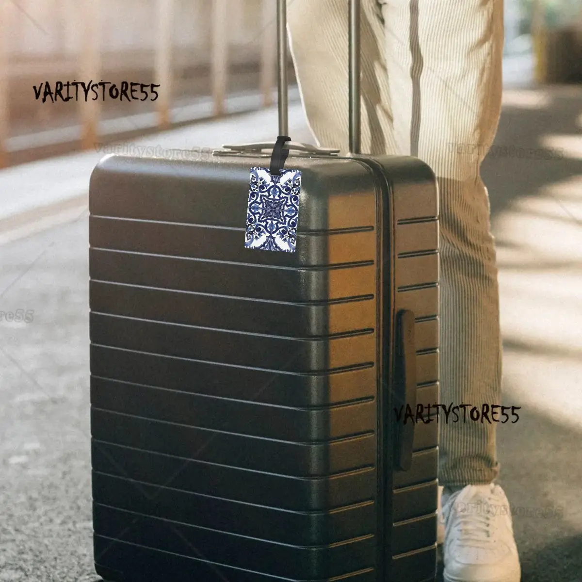 Синяя декоративная цветочная средиземноморская сицилийская плитка багажные