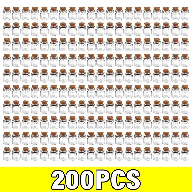 

Прозрачные стеклянные бутылочки с пробками 200 штук