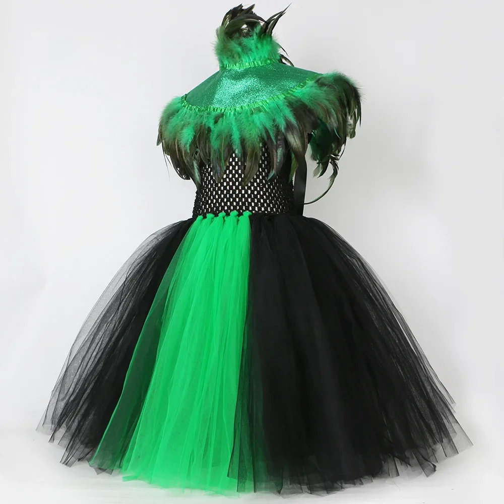 Костюм ведьмы на Хэллоуин для детей косплей малефис платье-пачка девочек накидка