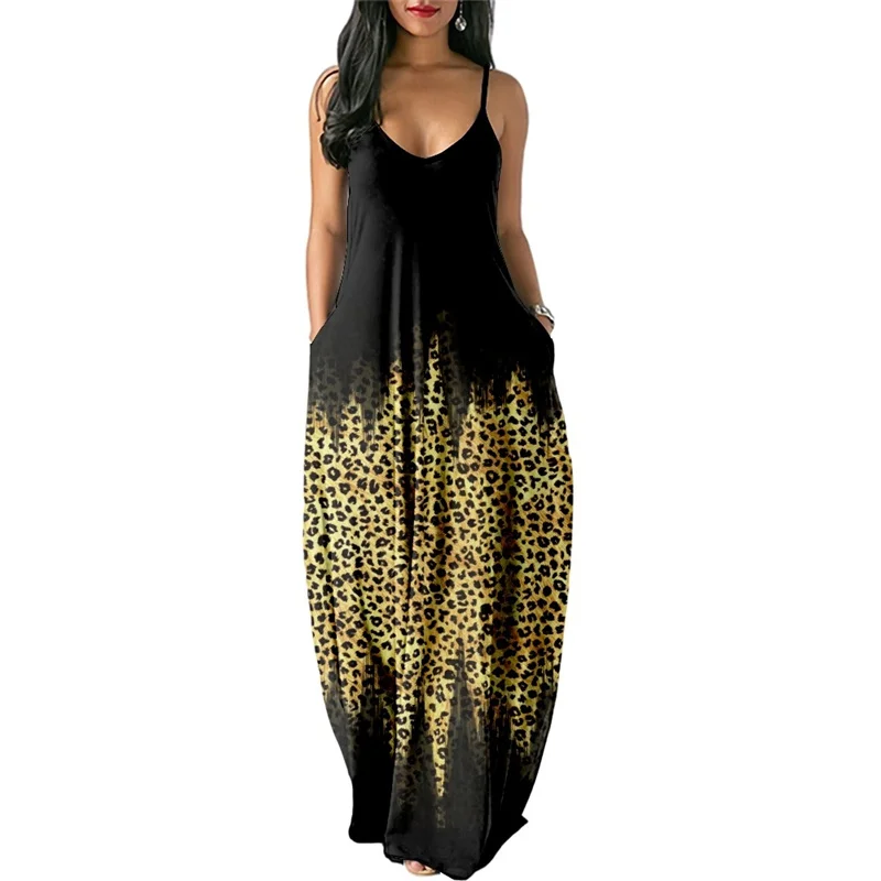 

Dresses Spring Summer Women Strap Printed Sexy Beach Long Maxi Sleeveless Vintage Clothing Holiday
