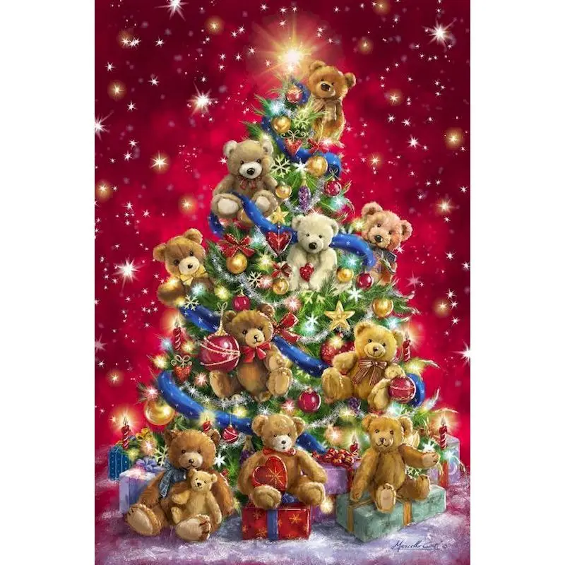 

RUOPOTY Christmas Tree with Teddy Bear for Children Full Diamond Mosaic Stitch 5D Diamond Mosaic Painting Decor Personalized Gif