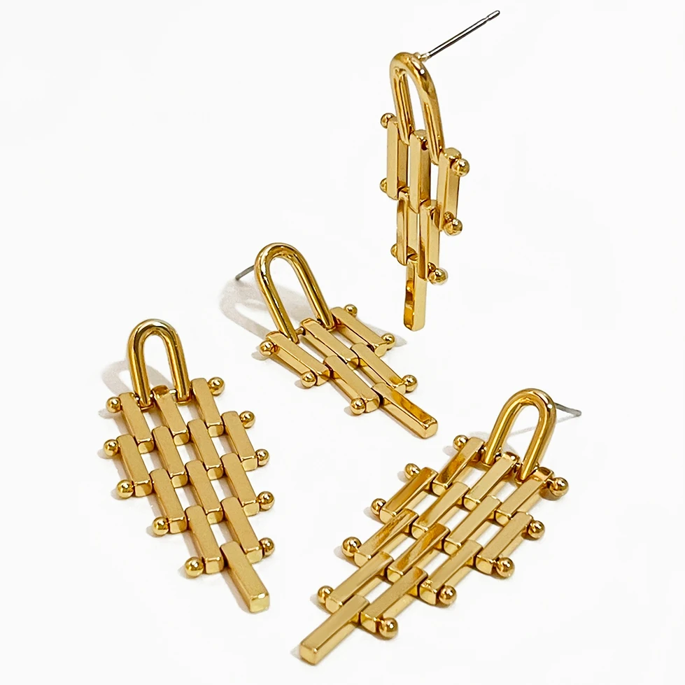 

Peri'sBox Gold Silver Color Geometric Hollow Metal Drop Earrings for Women Statement Brass Jewelry Gifts Collares Para Mujer