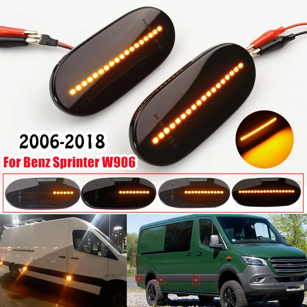 

2PCS Smoked Dynamic LED Side Marker Light Amber Turn Signal Blinker Lamp For Volkswagen Crafter Van 2006 For Benz Sprinter W906