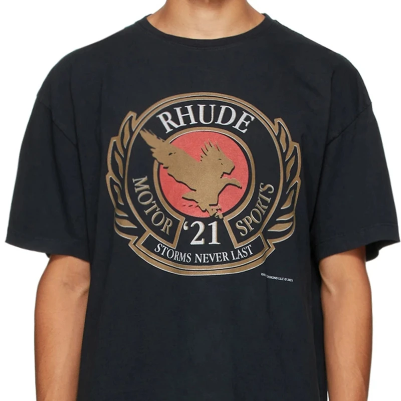 Мужская футболка в стиле хип-хоп с надписью на ревеня |