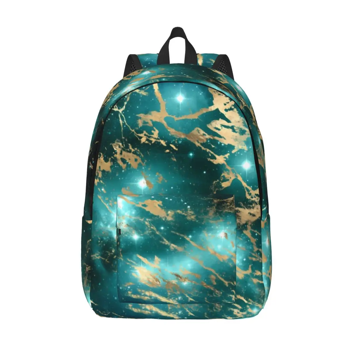 

Space Marble Backpack Starry Night Golden Women Men Polyester Daily Backpacks Large Modern High School Bags Rucksack