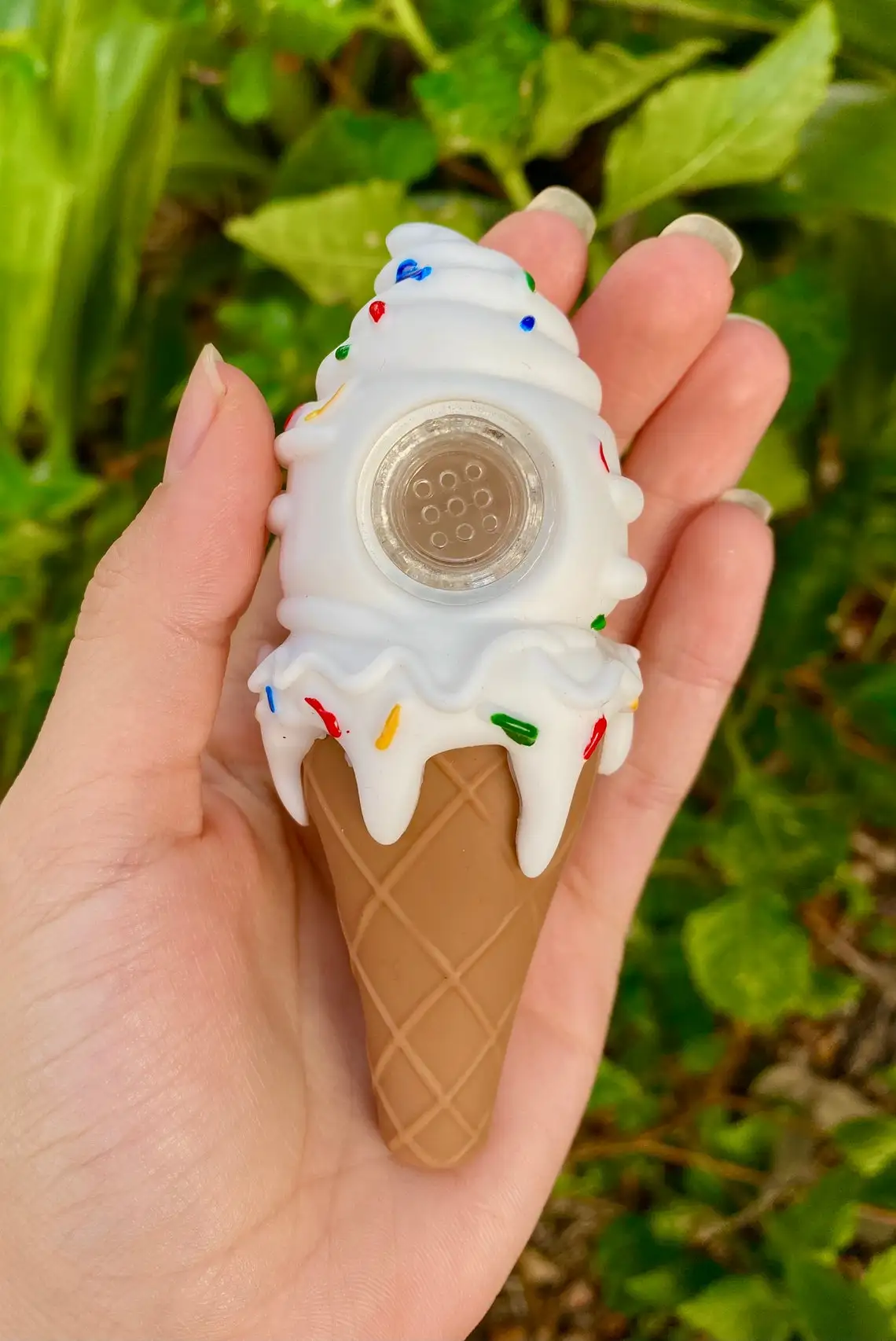 Розовая силиконовая трубка для мороженого со стеклянной чашей | Дом и сад