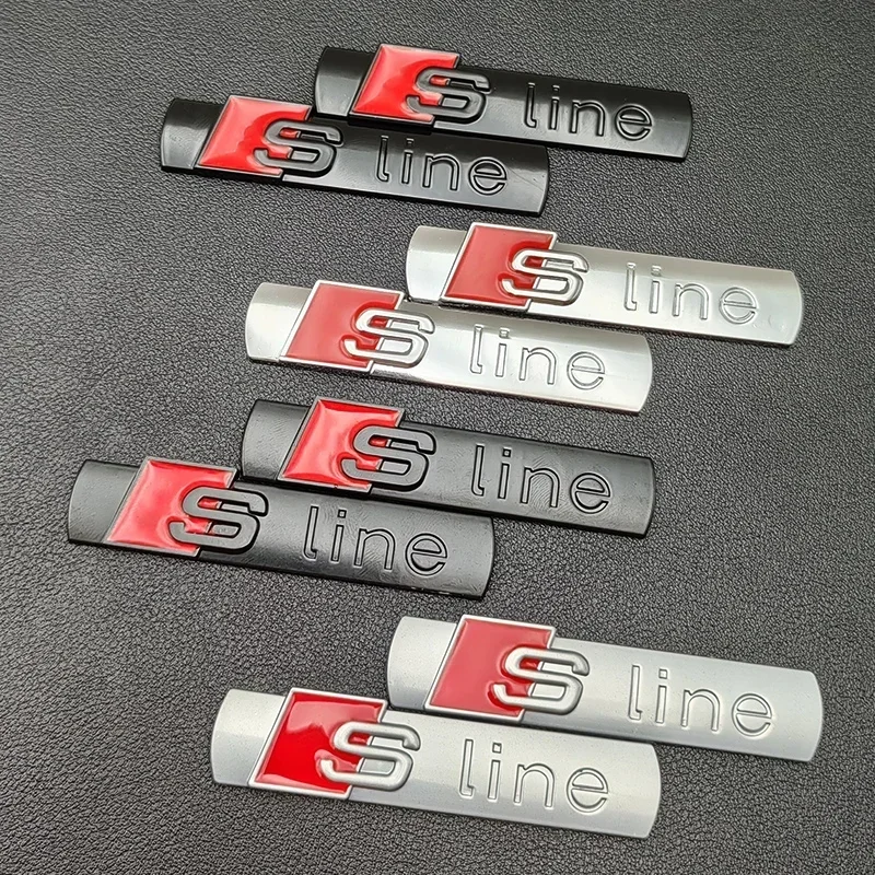 Фото 2 шт. 3D Metal Sline Logo S LINE Эмблема Автомобильный значок на крыло Наклейка для Audi A1 A2 A3 A4 A5 A6 A7 Q2 Q3 Q5 Q7 SQ5 RS5 TT Аксессуары №2