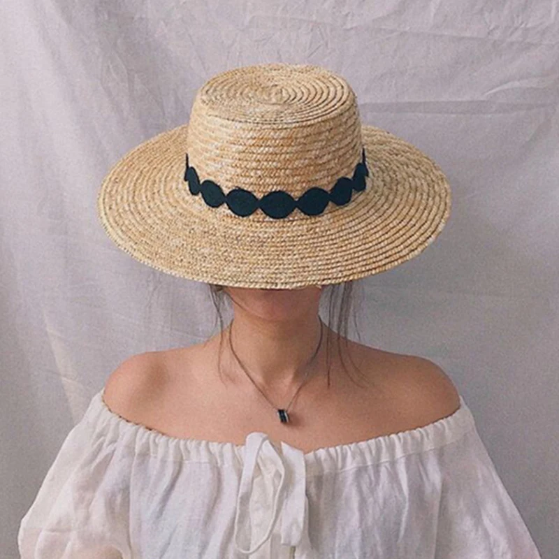 

Instagram Summer Sun Boater Hat Women Natural Straw Wide Brim Fedora Hat for Fashion Lady Summer Wide Brim Sun Beach Panama Hat