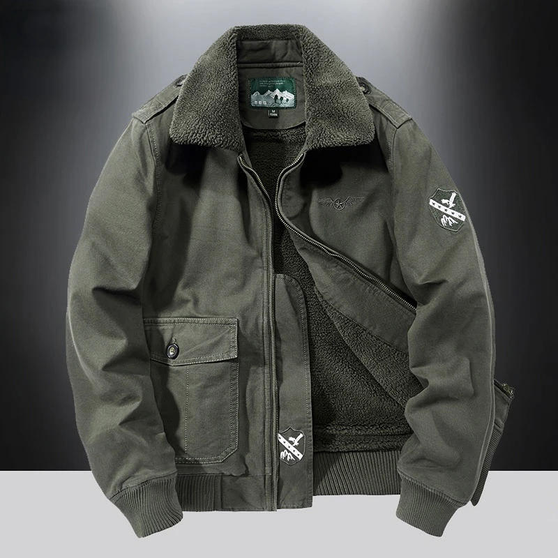 

Мужская зимняя куртка с подогревом, плотная флисовая одежда, куртка-пуховик для кемпинга, армейская летная хлопковая куртка в стиле милитар...