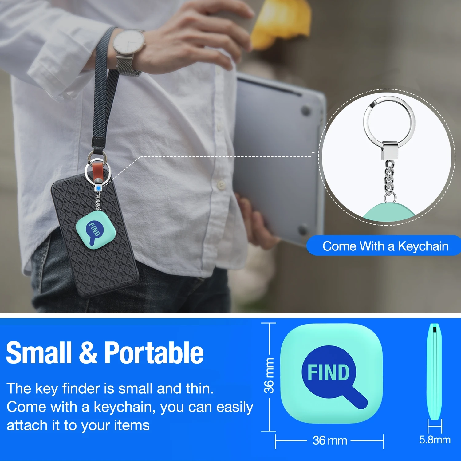

Wireless Mini Anti-Lost Smart Key Finder Locator for Purse Wallet Keychain Tracker with One Touch Find for Kids Finder Alarm Tag