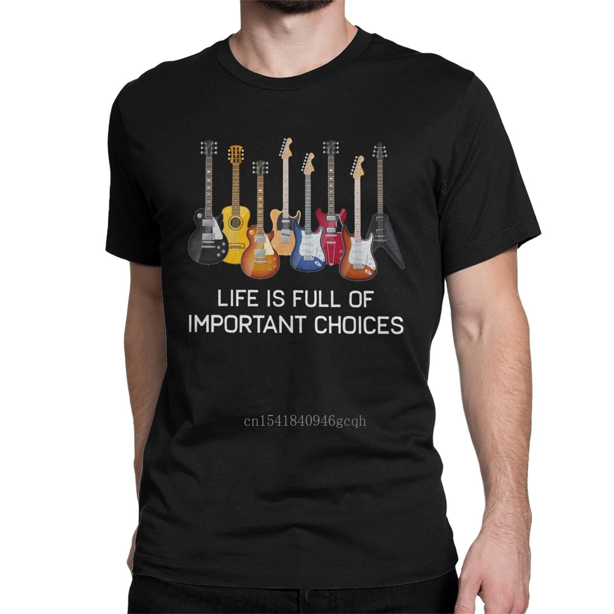 

Men Funny Guitar Life Is Full Of Important Choices T Shirts Cool Play Guitarist Pure Cotton Clothes Novelty Tee Original T-Shirt