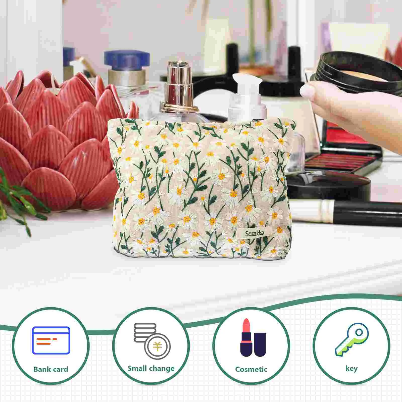 Сумка Daisy органайзер для косметики ручной пенал из полиэстера дорожный макияж